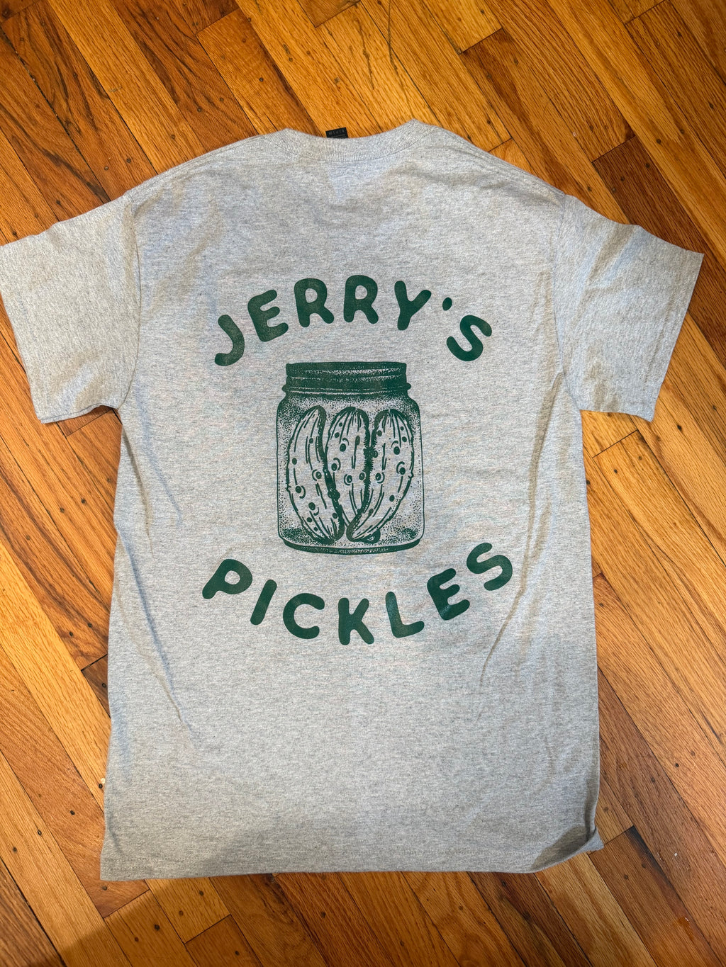 ADULT PICKLES TEE IN GREY + GREEN