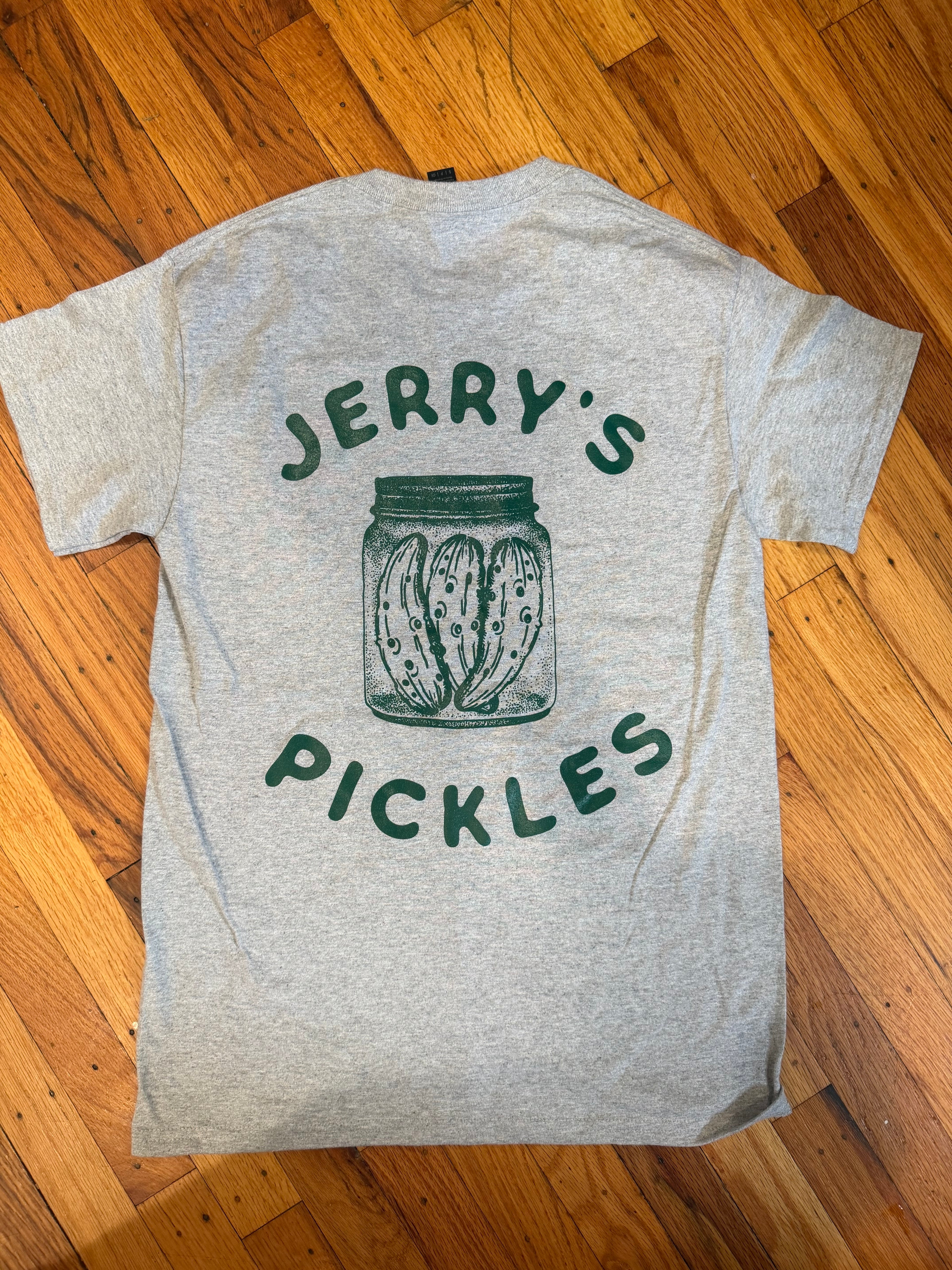 ADULT PICKLES TEE IN GREY + GREEN