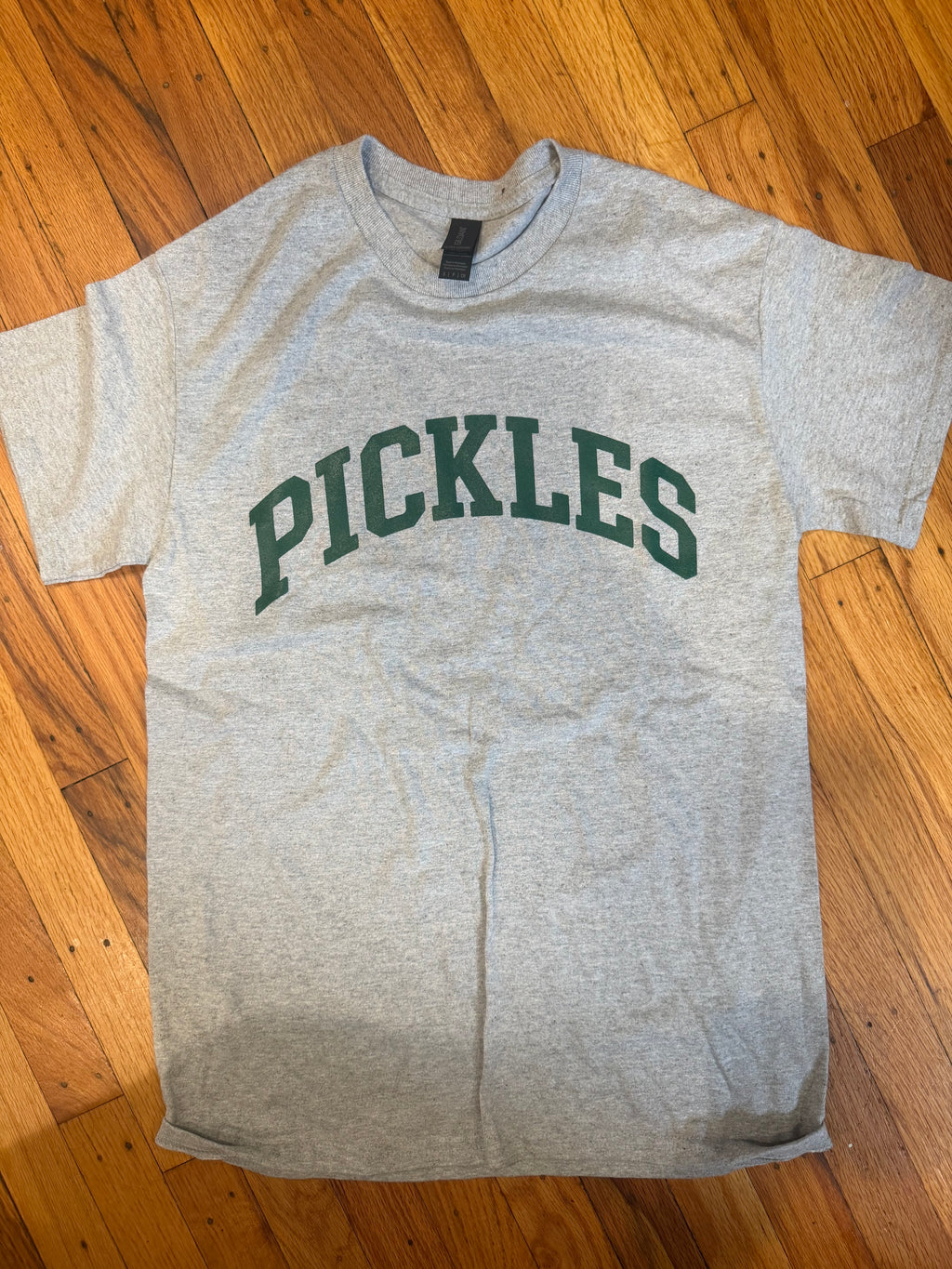 ADULT PICKLES TEE IN GREY + GREEN